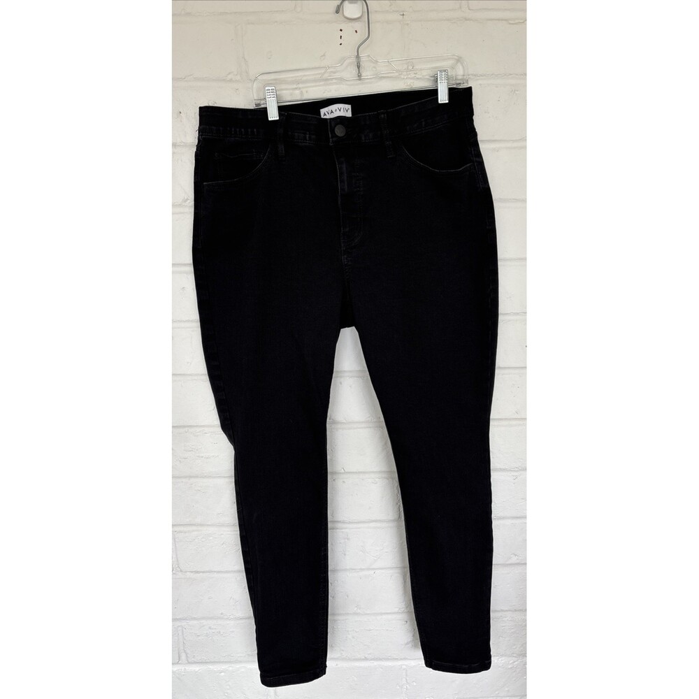 Ava & Viv Womens 17 Black High Rise Skinny Jeans Stretch Denim Plus Size